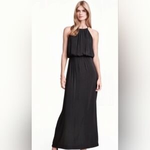 H&M Silky Maxi Dress BLACK Strappy Back - Women's Size 14 (L)